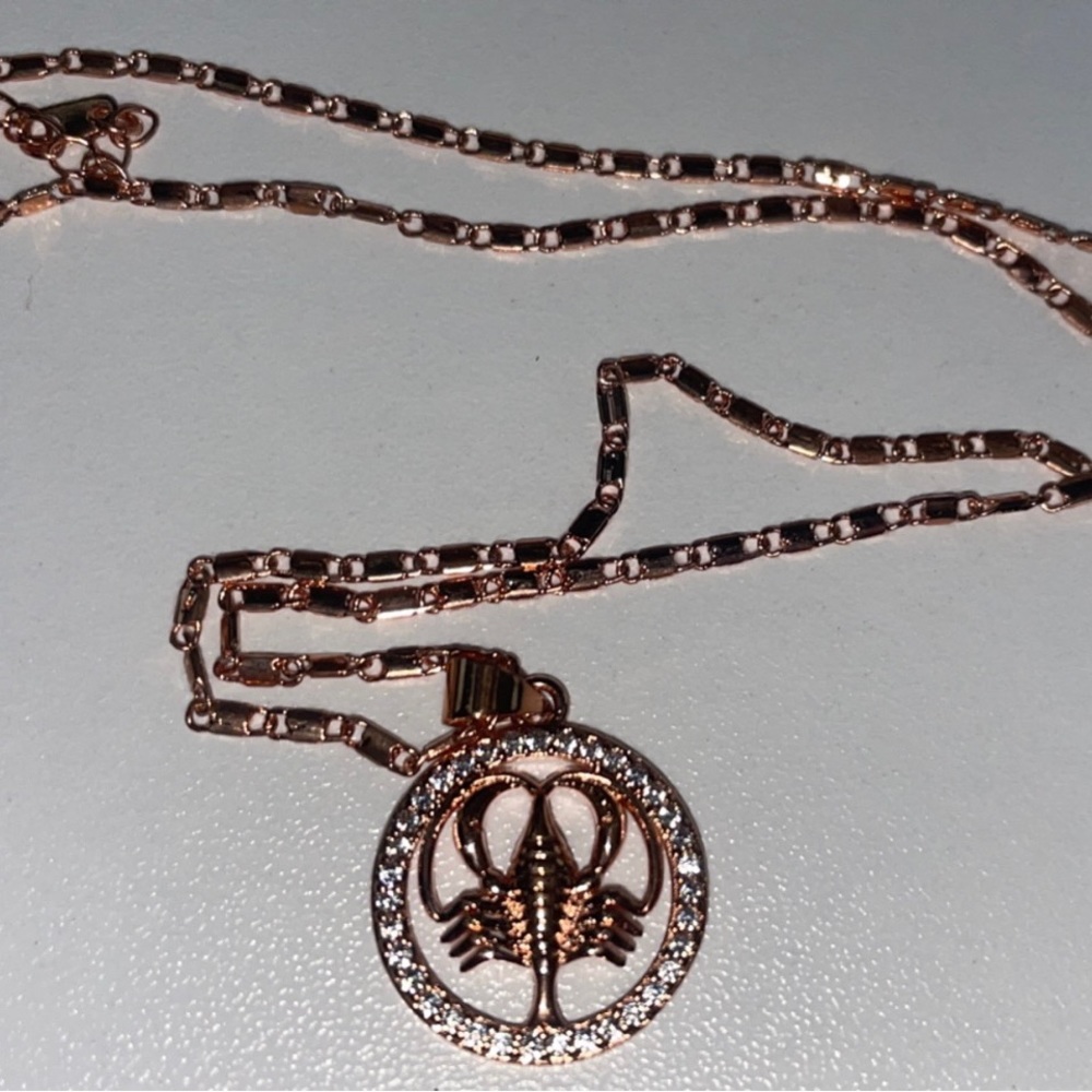 Rose gold tone zodiac necklace